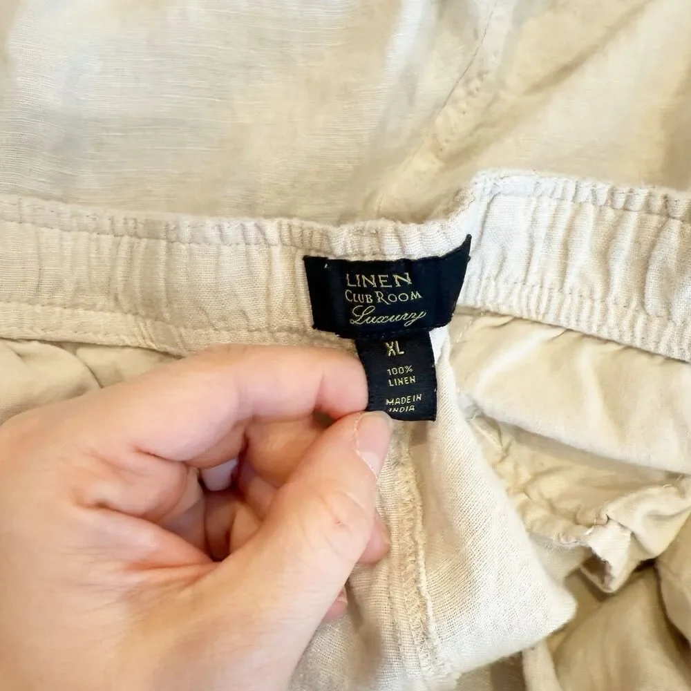 Club Room Mens Linen Pants XL Tan‎ Straight Leg Lightweight Minimalist Resort